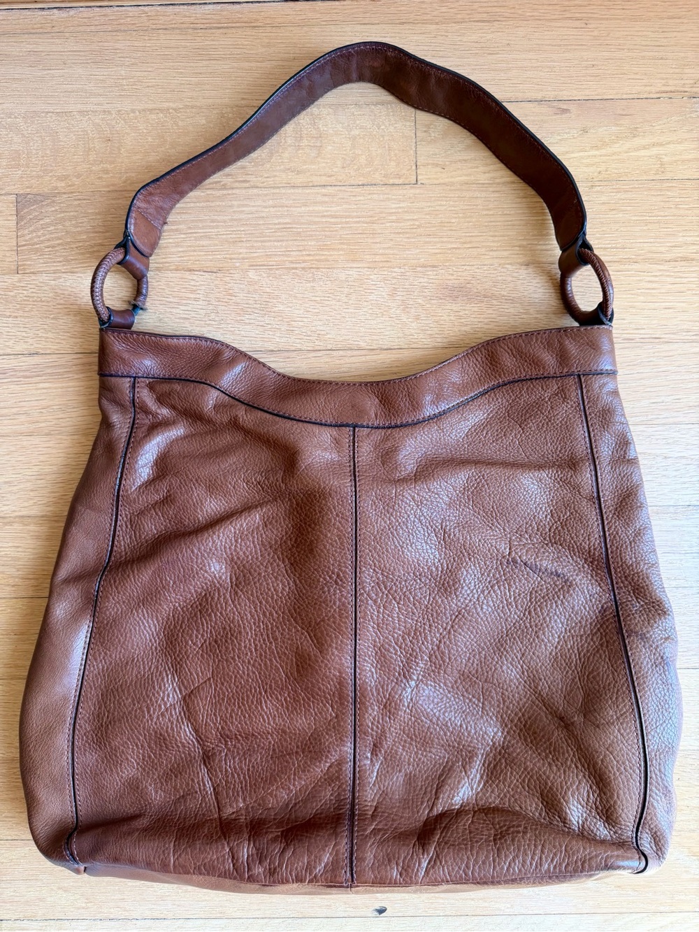 Banana Republic - Brown Pebbled Leather Shoulder/Hobo Bag, Pockets! - Picture 9 of 14